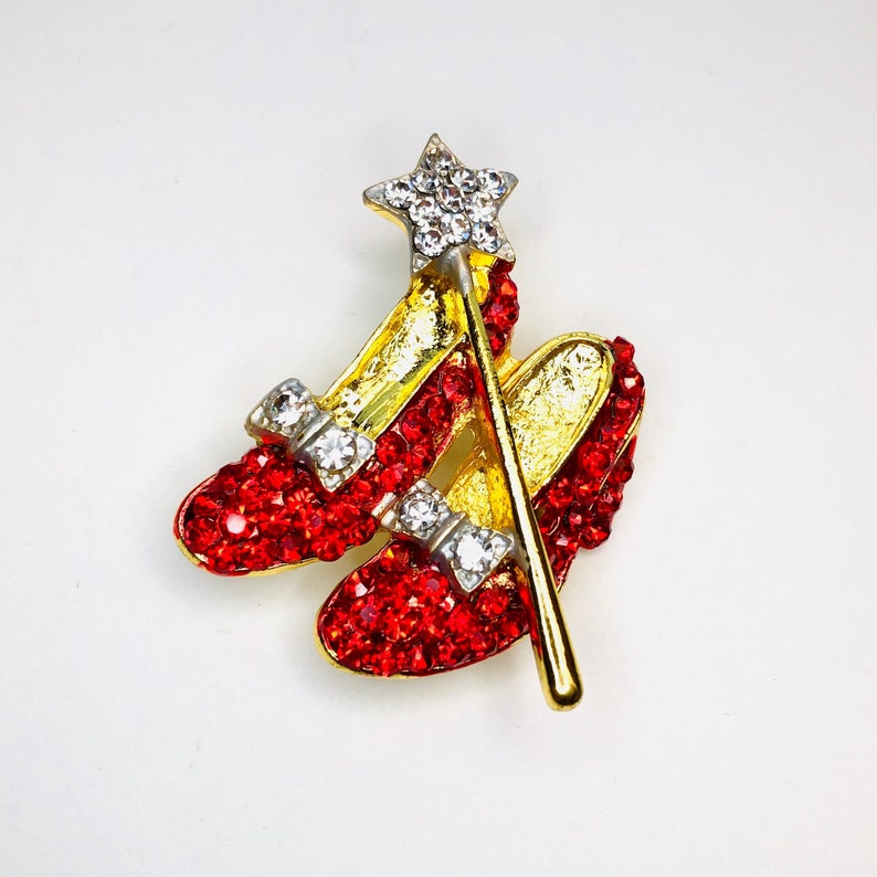 Magic Pair of Ruby Slippers with Bow and Star Wand Rhinestone Etsy