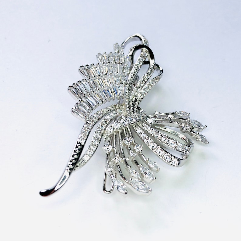 Unique Clear Crystal Rhinestone Bow Flower Glam Elegant Hair Clip Barrette Wedding Bride Bridal Formal Hair Clip hair Accessories A967