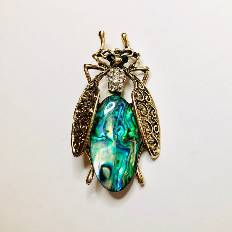Bronze Color Rhinestones Shell Insect Bug Brooch Pin Jewelry Gift DIY Craft A418