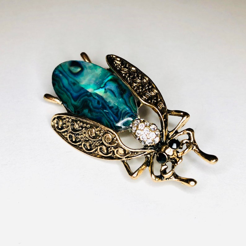 Bronze Color Rhinestones Shell Insect Bug Brooch Pin Jewelry Gift DIY Craft A418