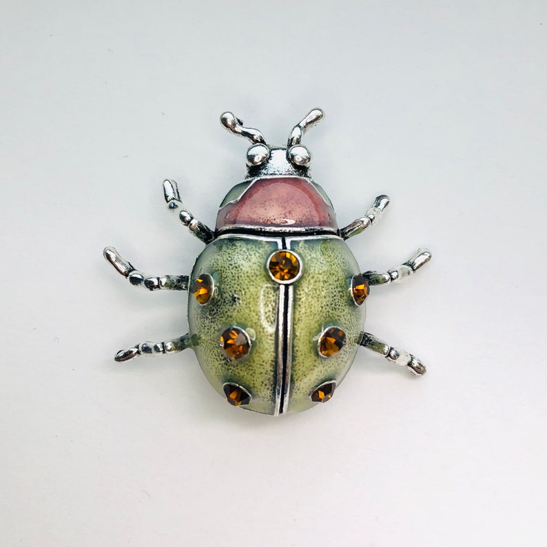 Enamel Ladybug Rhinestone Brooch Enamel Pin Insect Bug Lover Etsy