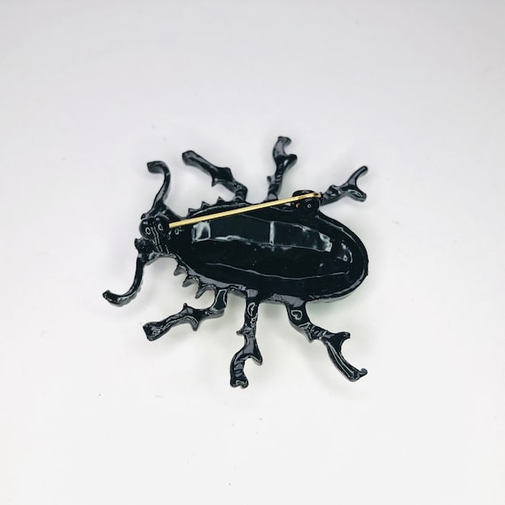 Unique Blue & Black Enamel Beetle Insects Brooch … - image 3