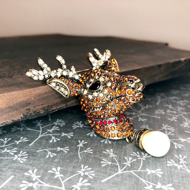 VINTAGE STYLE ENAMEL CRYSTAL SPIDER WEB DANGLE BROOCH RHINESTONE DANGLE PIN