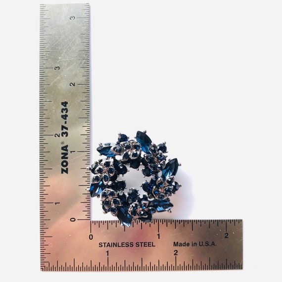 Small Dark Blue Crystal Rhinestone Flower Crystal… - image 4