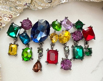 Colorful Rainbow Crystal Rhinestones Irregular Shapes Jewelry Rhinestone Brooch Pin Gift Pride Unity Happiness Dream Hope A1959
