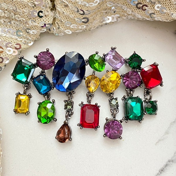 Colorful Rainbow Crystal Rhinestones Irregular Shapes Jewelry Rhinestone Brooch Pin Gift Pride Unity Happiness Dream Hope A1959