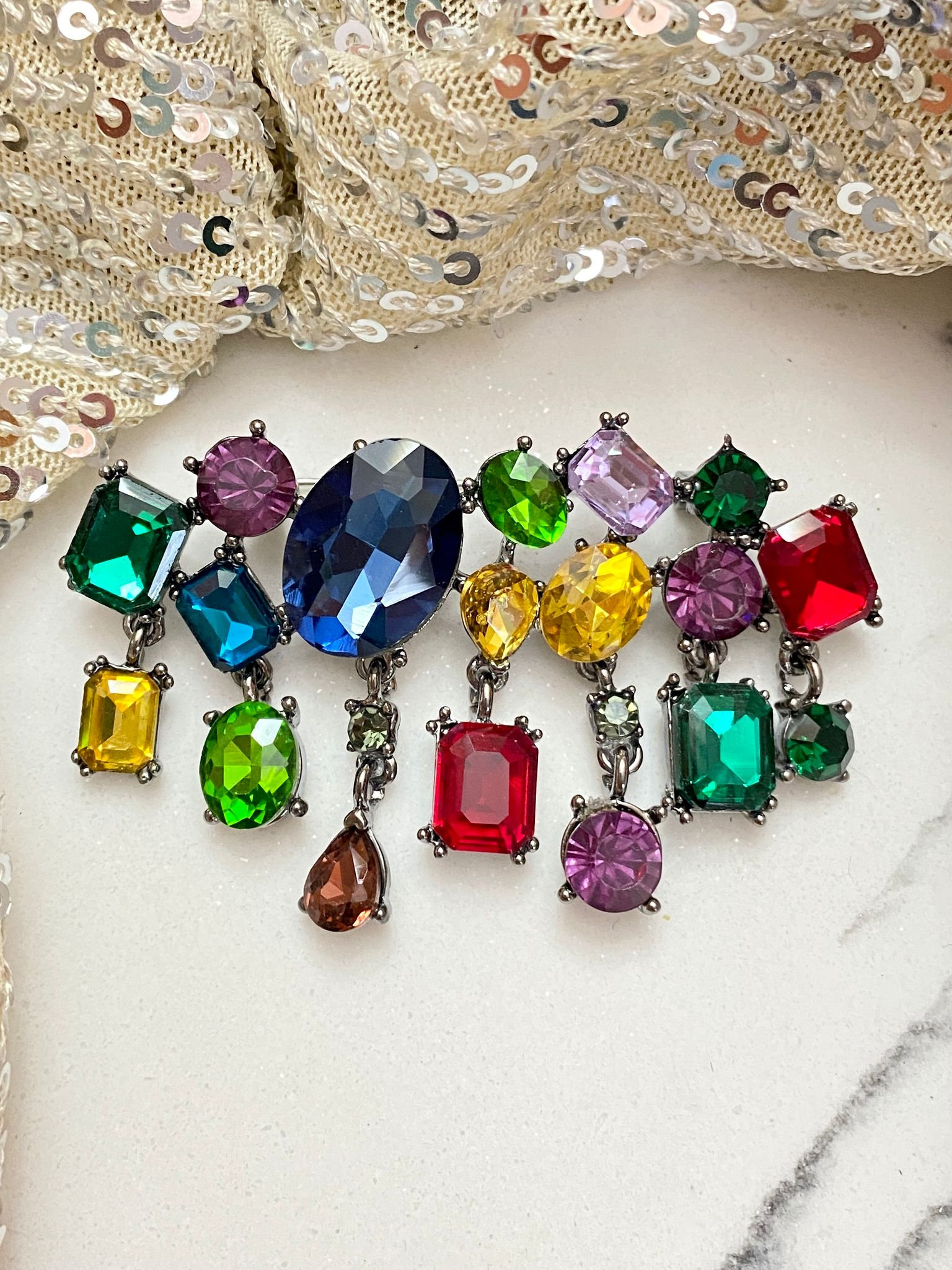 Crystalitzy Rhinestone Brooch, Sparkly Brooches Pins Women, AB Crystal Dress Pin Decoration, Iridescent Rainbow Wedding Rhinestone Broaches Crafts