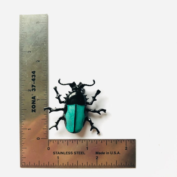 Unique Blue & Black Enamel Beetle Insects Brooch … - image 4