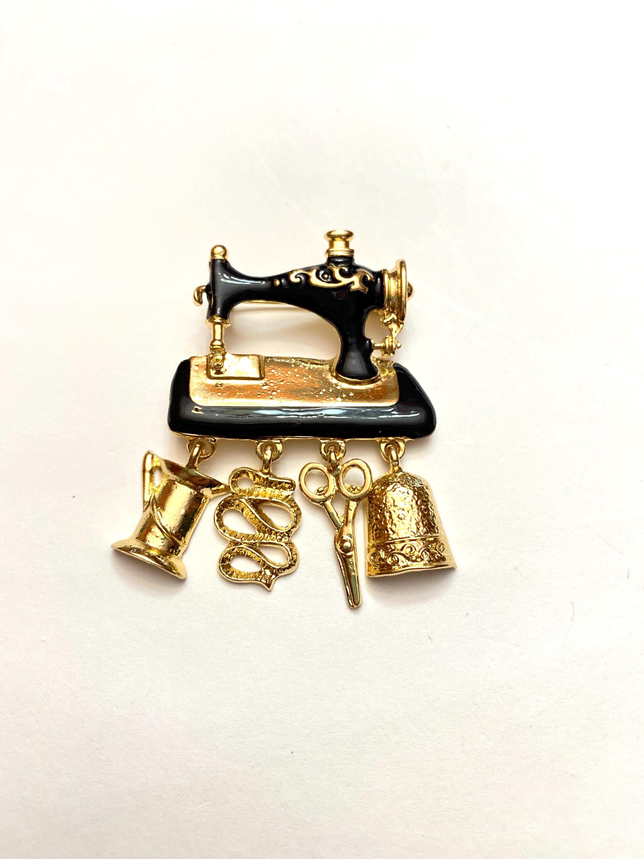 Vintage Inspired Enamel Sewing Machine Thread Scissors Thimble Spool Brooch Pin Sewing Quilting Craft Lover Gift A3 Etsy