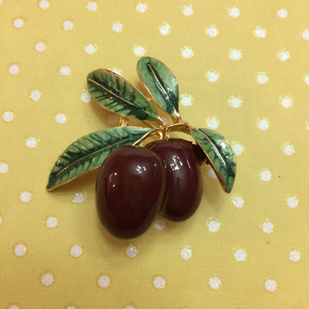 Olives Growing on Tree Branch Mediterranean Diet Keto Vegetable Brooch ...
