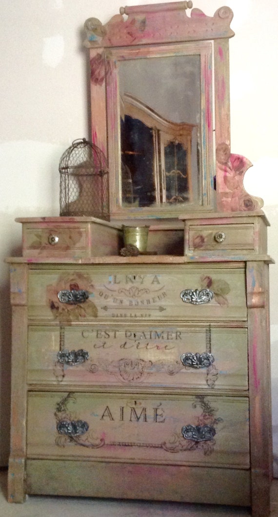vintage dresser with mirror