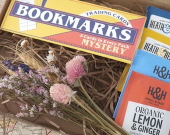 Letterbox Gift - Bookmark Gift, Dried Flower Bouquet, Herbal Tea Collection