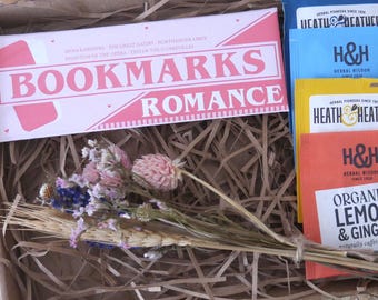 Romance Letterbox Gift - Bookmark Gift, Dried Flower Bouquet, Herbal Tea Collection