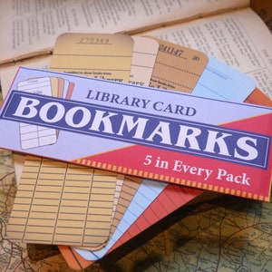 Colección de marcapáginas con forma de tarjeta de biblioteca pública (paquete de cinco)