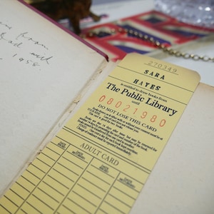 Personalised Old fashioned Vintage Public Library Card Bookmark