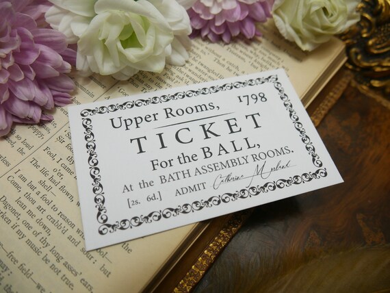 Jane Austen's Northanger Abbey Bookmark - Catherine Morland's Ticket to the Assembly Ball