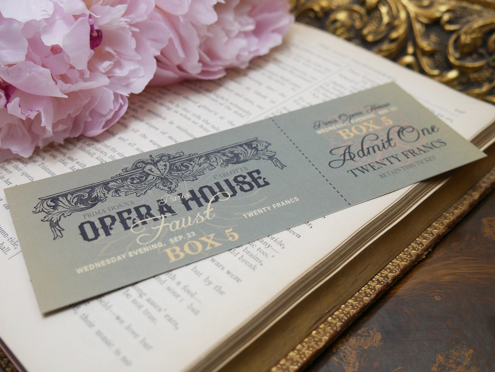 Phantom of the Opera Bookmark Opera Ticket for Box 5 Etsy