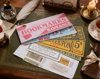 Literary Romance Bookmarks – Vintage Ticket Collection, Set of 5