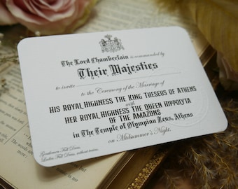 William Shakespeare's A Midsummer Night's Dream Bookmark - Debossed Invitation to the Royal Wedding