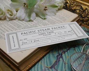 HG Wells The Island of Dr Moreau Bookmark - Edward Prendick's Ticket for Passage