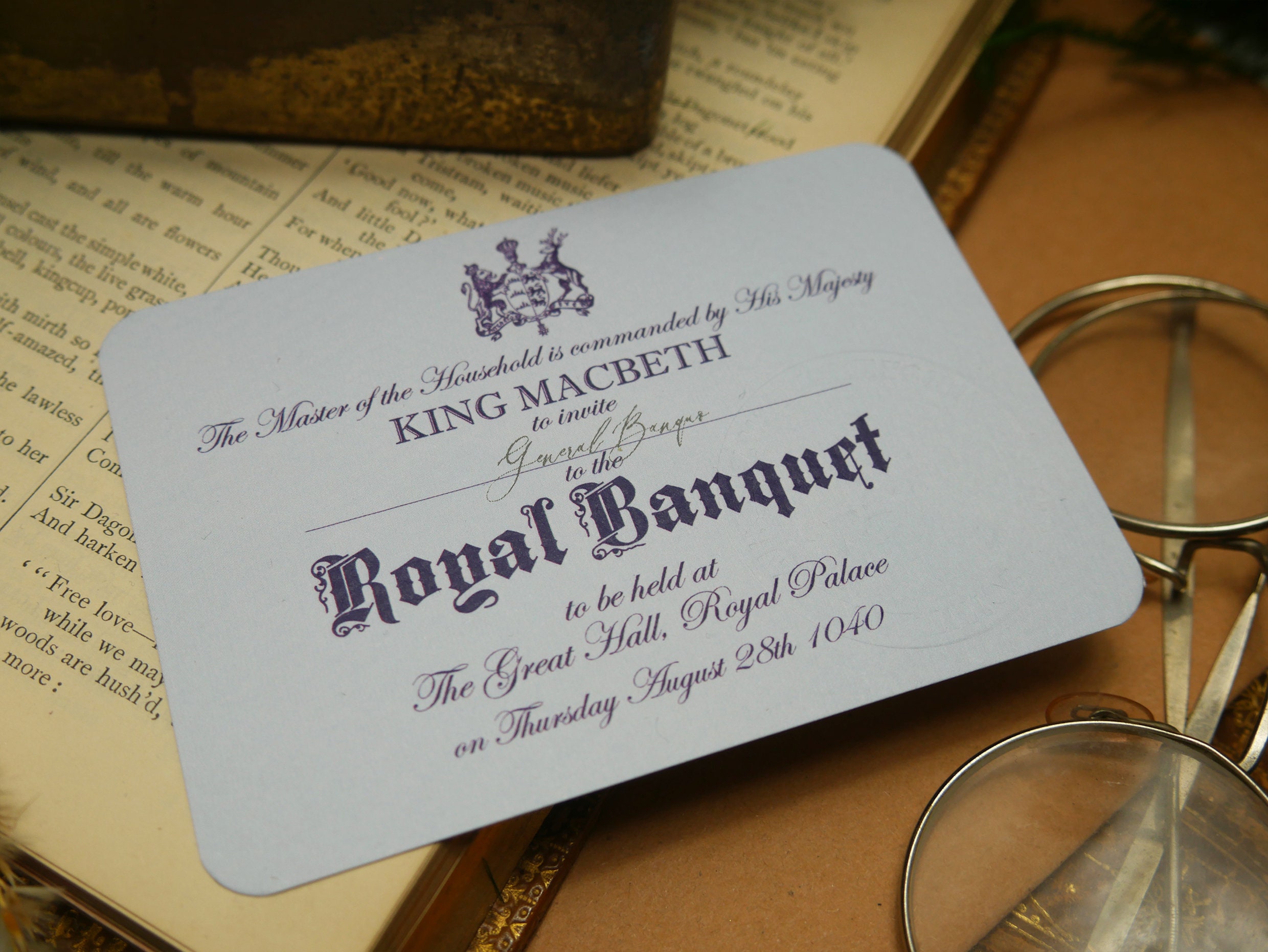 Macbeth Invite William Shakespeare's Macbeth Bookmark - General Banquo's Debossed ...