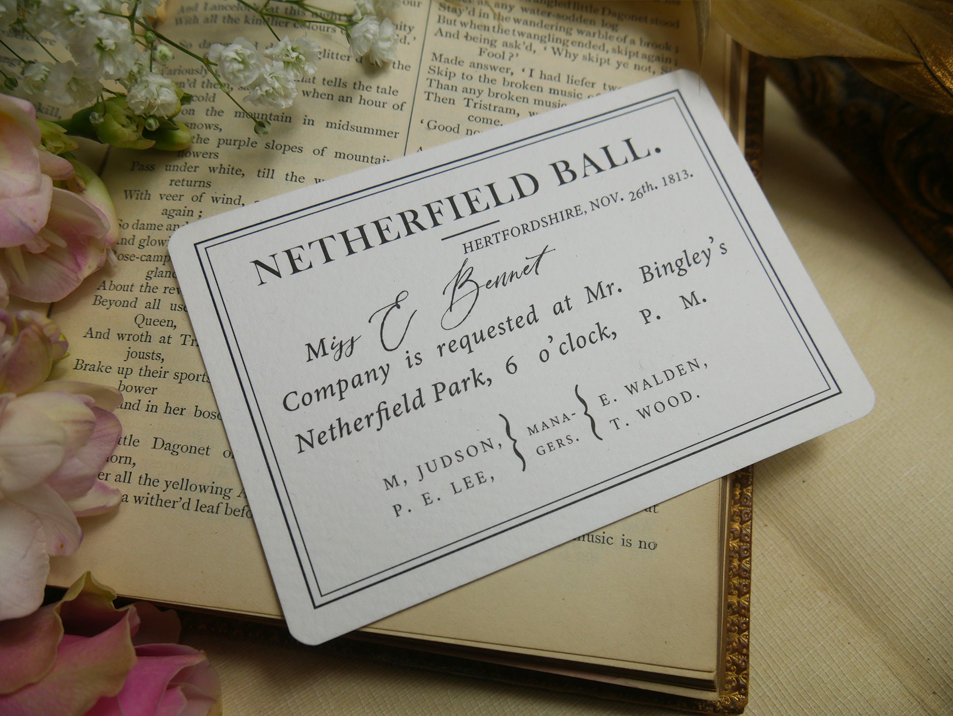 Jane Austen's Pride and Prejudice Bookmark - Elizabeth Bennet's Invitation  to Netherfield Ball - Etsy, image size:1887x1417