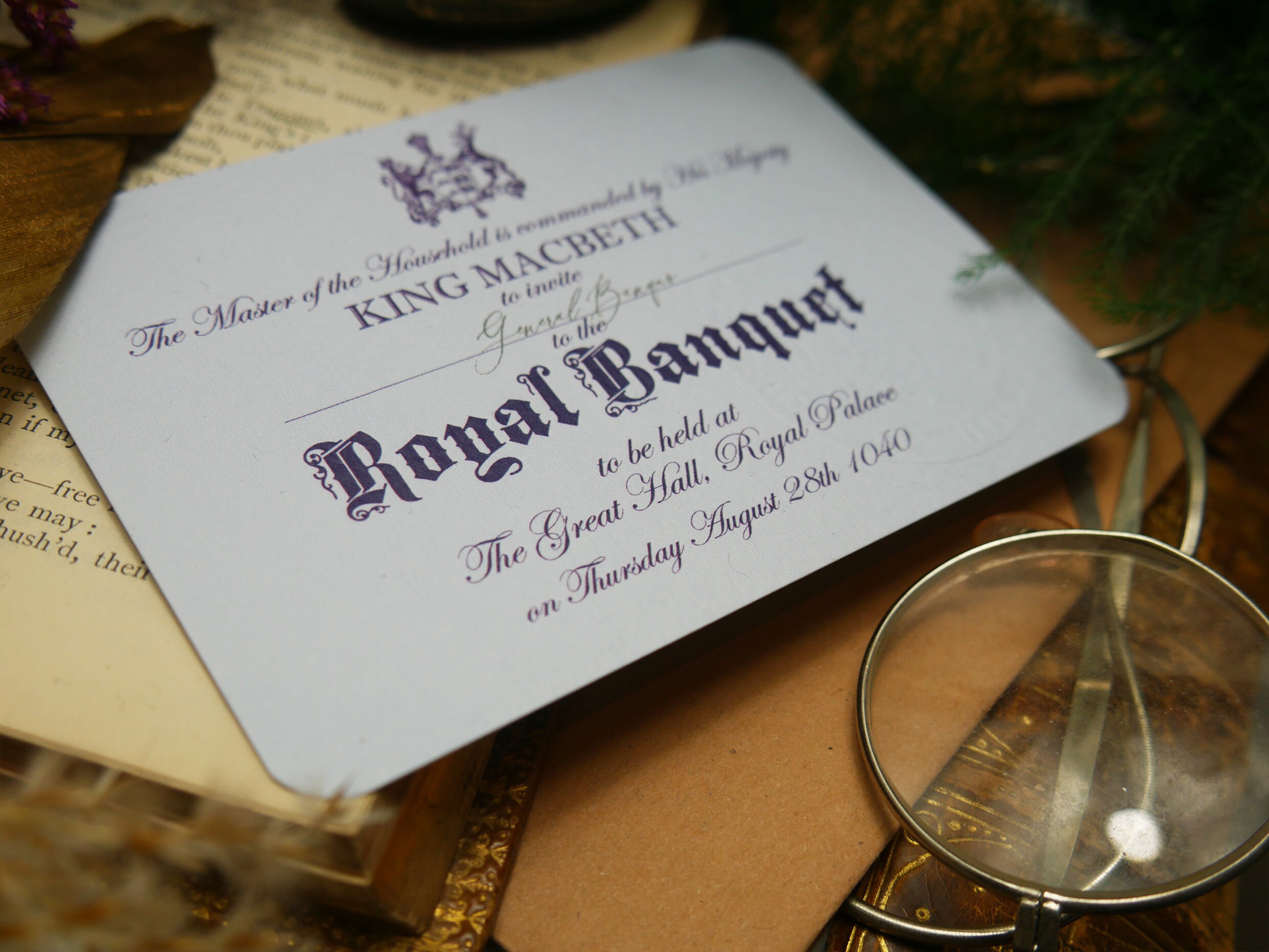 Macbeth Invite William Shakespeare's Macbeth Bookmark - General Banquo's Debossed ...