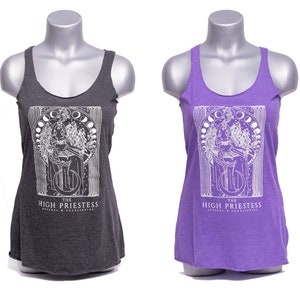 The High Priestess Original Artwork Tank Top - Grey & Purple