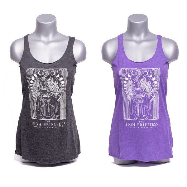 The High Priestess Original Artwork Tank Top - Grey & Purple