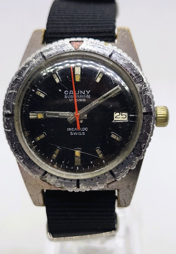 Montre Plongeur Vintage Cauny 60's - 38mm - Mouvement Mécanique Suisse - Style Rétro