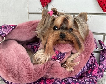 Small dog carrier faux fur , Fur pet bed