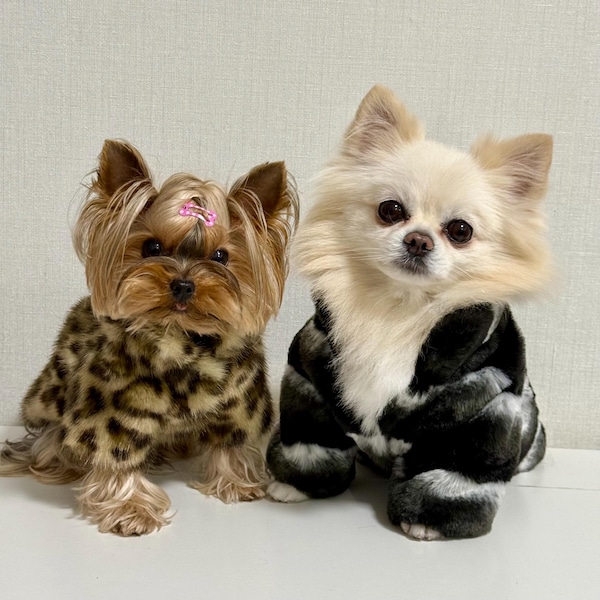 Small Dog Coat Faux Fur Chinchilla Warm Winter Jacket for Yorkie, Chihuahua, Pomeranian
