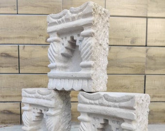 Vintage Stone Shrine Niche , Stone Shrine , Antique Stone Shrine , Vintage Decorative Stone Piece , Candle Holder