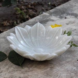 HandCrafted Marble Lotus Bowl /Antique Flower Bowl/ Fruit Bowl/ Vintage Ring Dish/ Decorative Flower Bowl/ HouseWarming Wedding Gift image 2