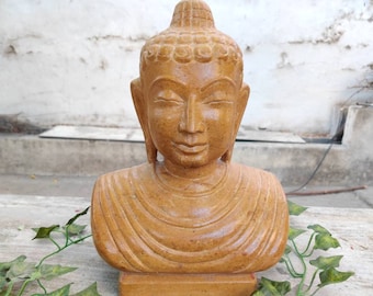 1800年代の希少なアンティークの精巧な石仏像 / ヴィンテージの優れた