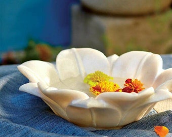 HandCrafted Marble Lotus Bowl /Antique Flower Bowl/ Fruit Bowl/ Vintage Ring Dish/ Decorative Flower Bowl/ HouseWarming Wedding Gift