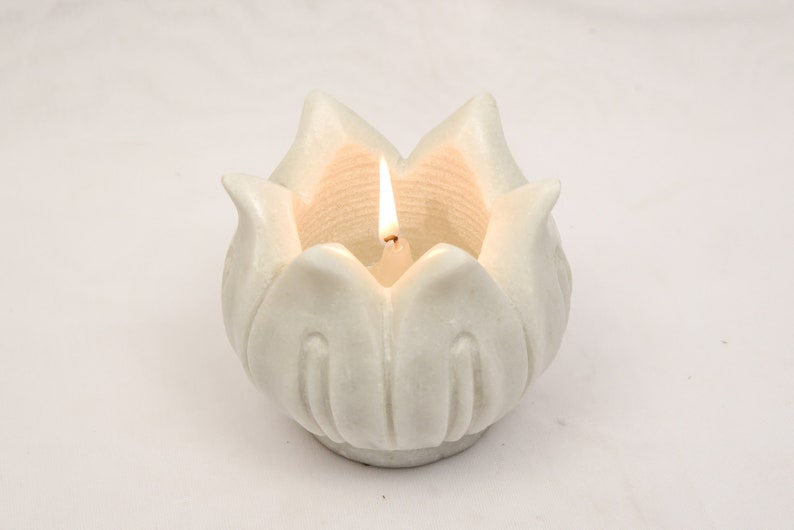 Marble Candle Holder Lotus Candle Holder Handcarved Marble Etsy
