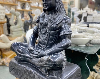 瞑想するシヴァ神、シヴァ大理石像、美術品、収集品、石像、ヒンドゥー