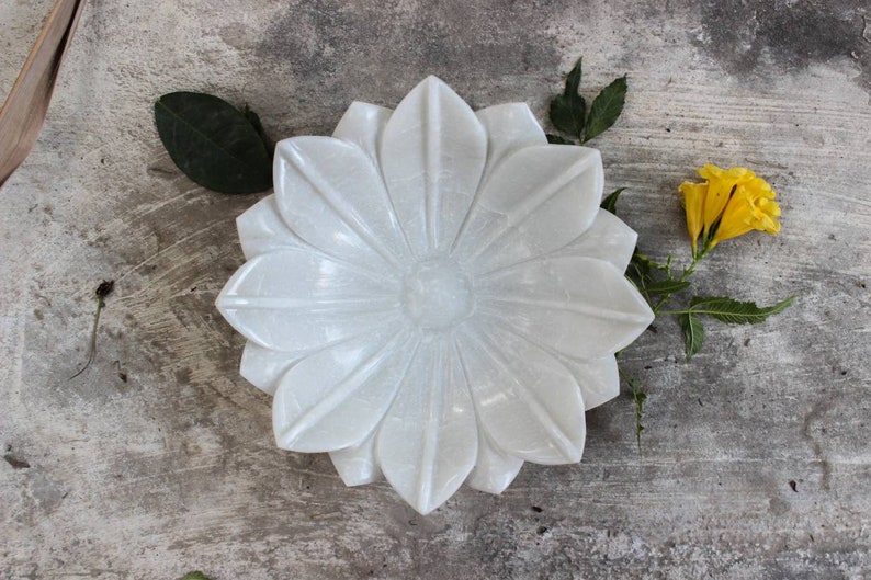 HandCrafted Marble Lotus Bowl /Antique Flower Bowl/ Fruit Bowl/ Vintage Ring Dish/ Decorative Flower Bowl/ HouseWarming Wedding Gift image 3