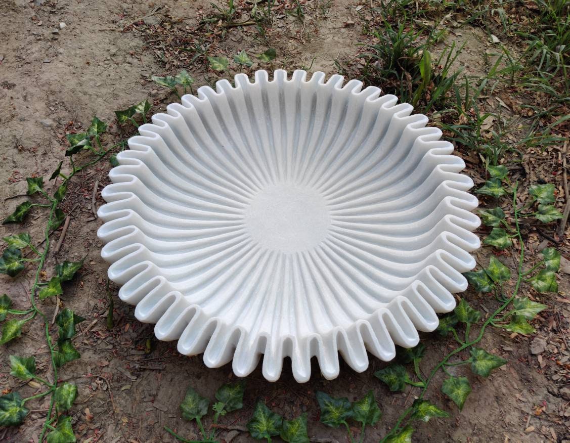 Decorative Marble Flower Bowl Ruffle Bowl Hand Carved Etsy