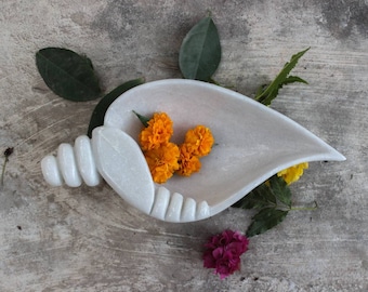 Cuenco decorativo de mármol, Cuenco decorativo de mármol para flores, Cuenco tallado a mano, Cuenco de mármol indio, Mármol, Cuenco de mármol, Cuenco decorativo blanco