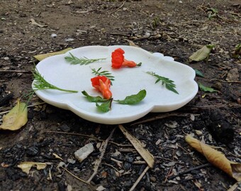 Bandeja decorativa de mármol para flores, cuenco tallado a mano, cuenco de mármol indio, mármol, cuenco de mármol, cuenco blanco decorativo, mármol para decoración del hogar, regalo