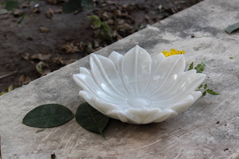 HandCrafted Marble Lotus Bowl /Antique Flower Bowl/ Fruit Bowl/ Vintage Ring Dish/ Decorative Flower Bowl/ HouseWarming Wedding Gift image 2