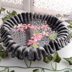 HandCrafted Marble Ruffle Bowl /Antique Scallop Bowl/ Fruit Bowl/ Vintage Ring Dish/ Decorative Flower Bowl/ HouseWarming Wedding Gift/ Urli image 4