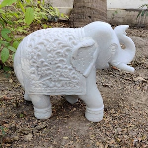 Marble Elephant , handcrafted marble elephant , garden statue , house entrance statue , elephant , garden decor , gift