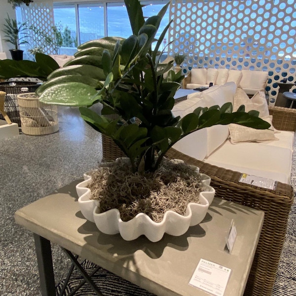 Cuenco decorativo gigante de mármol con vieiras, cuenco de mármol con volantes, cuenco para flores, frutero, regalo de cumpleaños, plato para anillos, regalo