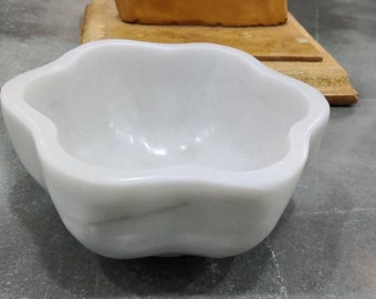 Cuenco decorativo de mármol para flores de 10 pulgadas, cuenco tallado a mano, cuenco de mármol indio, mármol, cuenco de mármol, cuenco blanco decorativo, mármol para decoración del hogar
