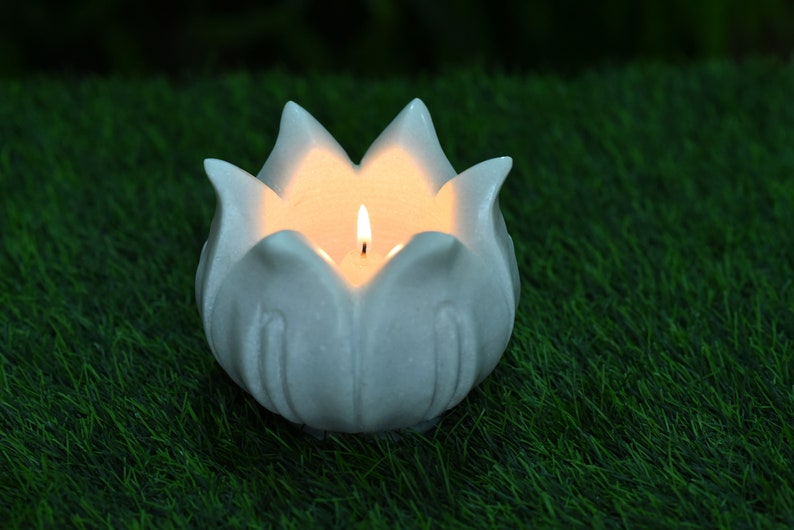 Marble Candle Holder Lotus Candle Holder Handcarved Marble Etsy