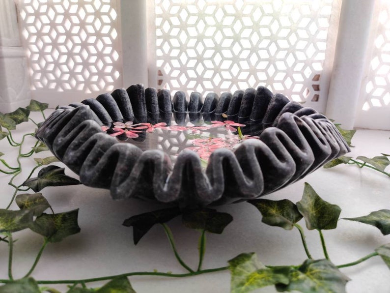 HandCrafted Marble Ruffle Bowl /Antique Scallop Bowl/ Fruit Bowl/ Vintage Ring Dish/ Decorative Flower Bowl/ HouseWarming Wedding Gift/ Urli image 8