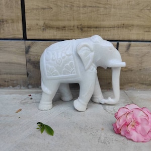 Marble Elephant , Handcrafted Marble Elephant , Garden Statue , House Entrance Statue , Elephant , Garden Decor , Gift , Feng Shui , Vastu